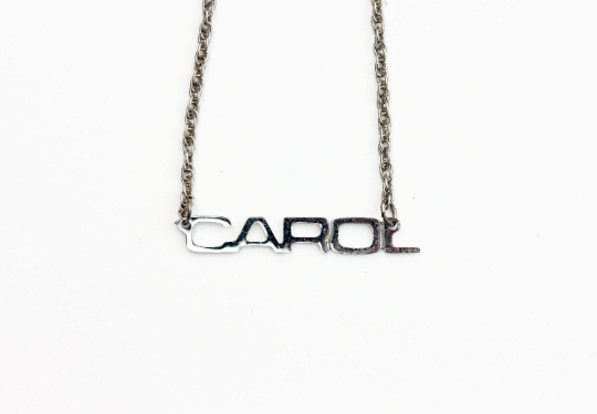 Vintage Carol silver name necklace from Diament Jewelry, a gift shop in Washington, DC.