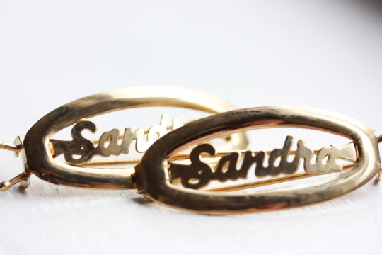 Vintage Sandra gold hair clips from Diament Jewelry, a gift shop in Washington, DC.