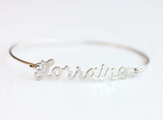 Vintage Lorraine silver name bracelet from Diament Jewelry, a gift shop in Washington, DC.