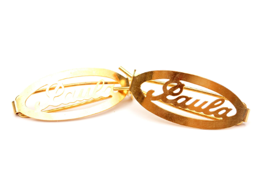Vintage Paula gold hair clips from Diament Jewelry, a gift shop in Washington, DC.