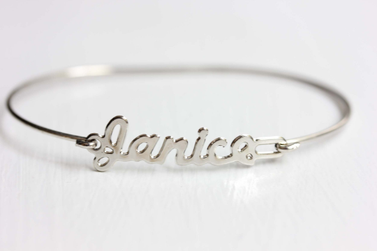 Vintage Janice silver name bracelet from Diament Jewelry, a gift shop in Washington, DC.
