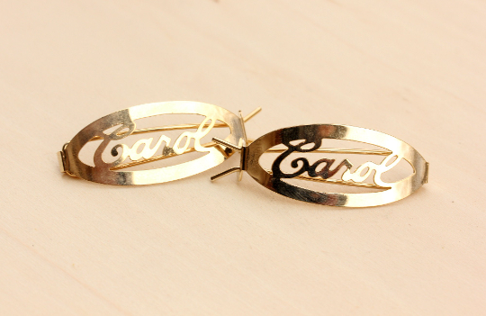Vintage Carol gold hair clips from Diament Jewelry, a gift shop in Washington, DC.