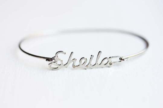 Vintage Sheila silver name bracelet from Diament Jewelry, a gift shop in Washington, DC.