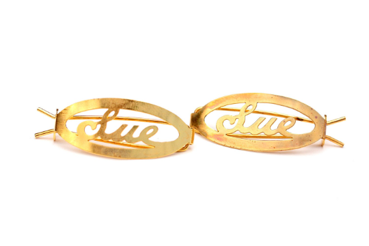 Vintage Sue gold hair clips from Diament Jewelry, a gift shop in Washington, DC.