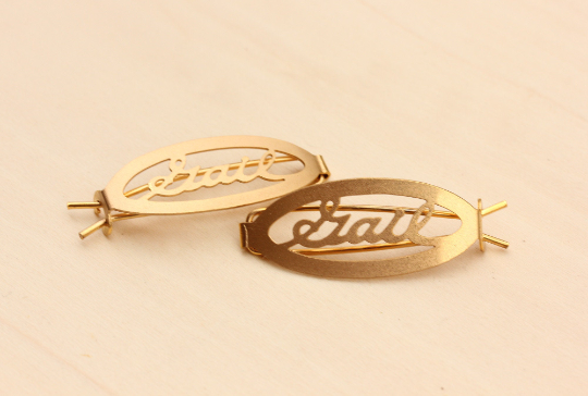 Vintage Gail gold hair clips from Diament Jewelry, a gift shop in Washington, DC.