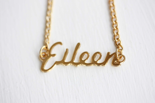 Vintage Eileen gold name necklace from Diament Jewelry, a gift shop in Washington, DC.