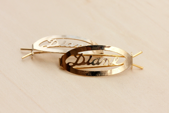 Vintage Diane gold hair clips from Diament Jewelry, a gift shop in Washington, DC.
