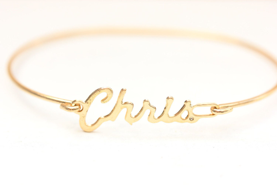Vintage Chris gold name bracelet from Diament Jewelry, a gift shop in Washington, DC.