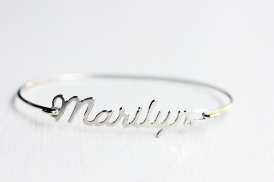 Vintage Marilyn silver name bracelet from Diament Jewelry, a gift shop in Washington, DC.