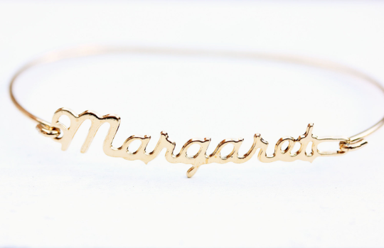 Vintage Margaret gold name bracelet from Diament Jewelry, a gift shop in Washington, DC.