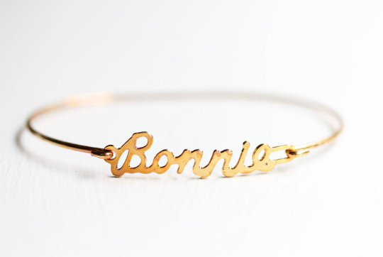 Vintage Bonnie gold name bracelet from Diament Jewelry, a gift shop in Washington, DC.