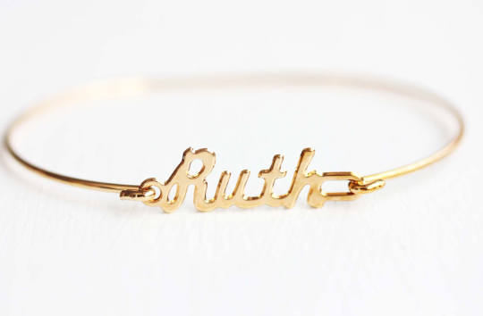 Vintage Ruth gold name bracelet from Diament Jewelry, a gift shop in Washington, DC.