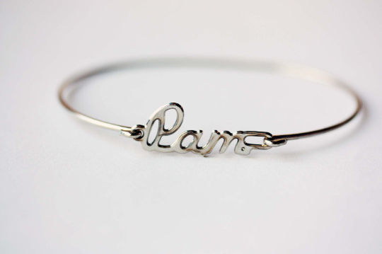 Vintage Pam silver name bracelet from Diament Jewelry, a gift shop in Washington, DC.