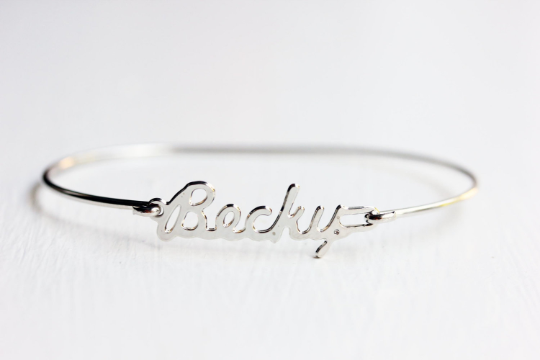 Vintage Becky silver name bracelet from Diament Jewelry, a gift shop in Washington, DC.