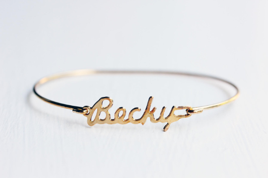 Vintage Becky gold name bracelet from Diament Jewelry, a gift shop in Washington, DC.