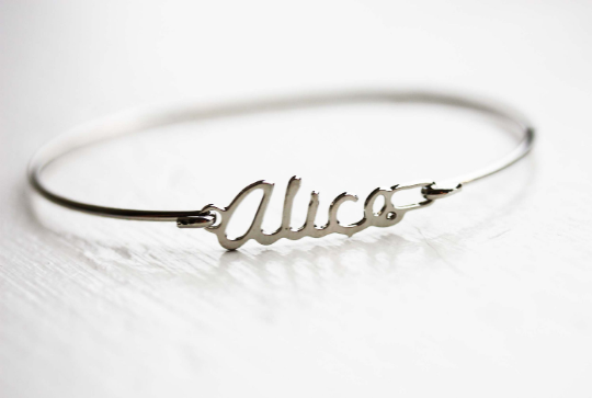Vintage Alice silver name bracelet from Diament Jewelry, a gift shop in Washington, DC.