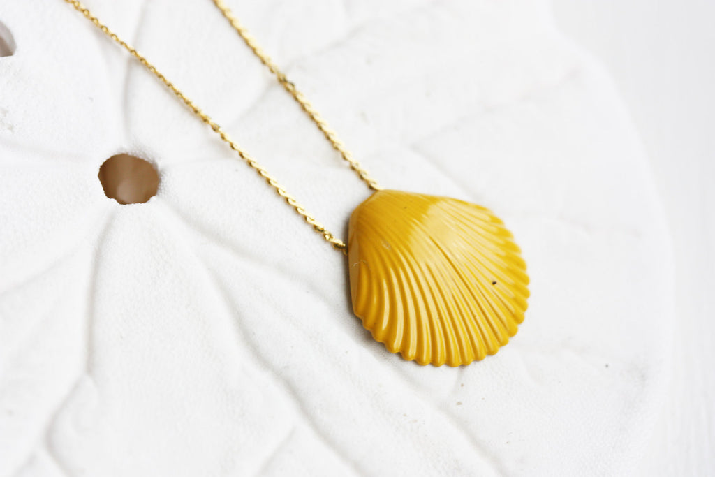 Yellow seashell necklace from Diament Jewelry, a gift shop in Washington, DC.