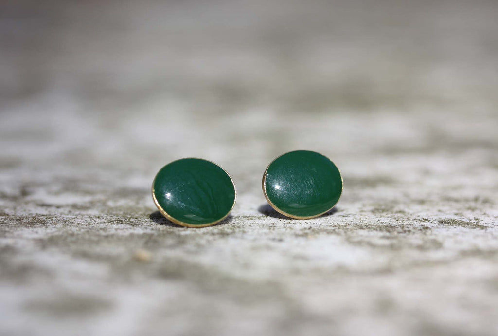 Green Oval Studs from Diament Jewelry, a gift shop in Washington, DC.