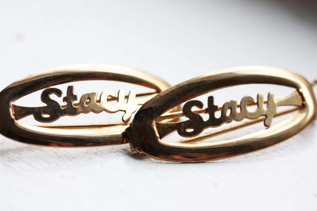 Vintage Stacy gold hair clips from Diament Jewelry, a gift shop in Washington, DC.