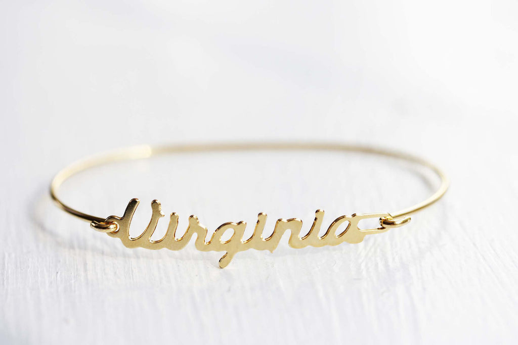 Vintage Virginia gold name bracelet from Diament Jewelry, a gift shop in Washington, DC.