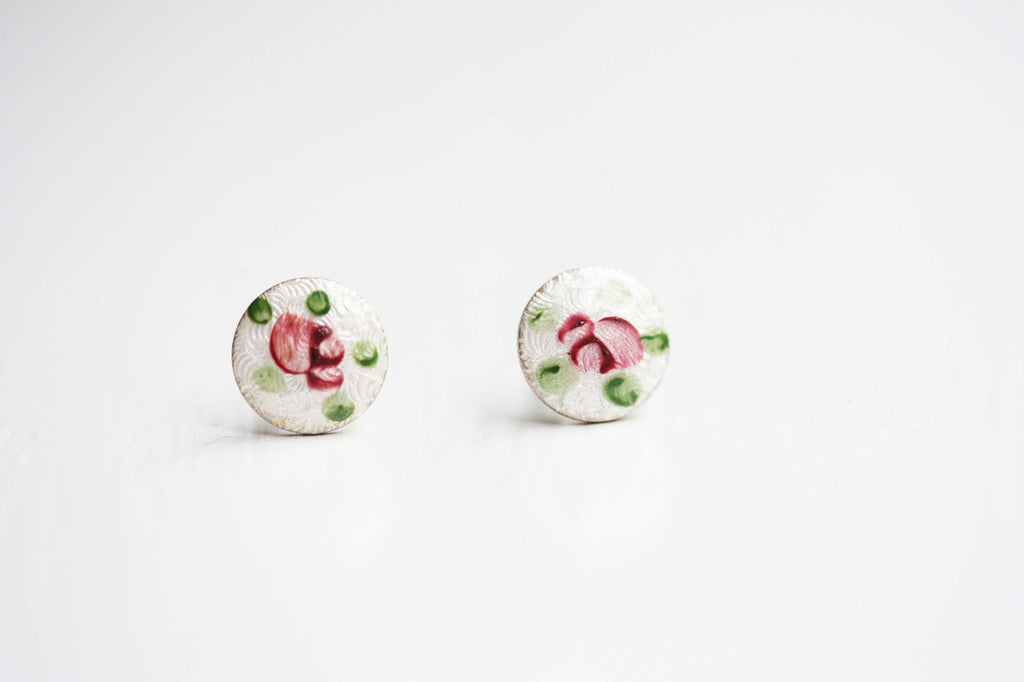 Tiny rose petal studs from Diament Jewelry, a gift shop in Washington, DC.