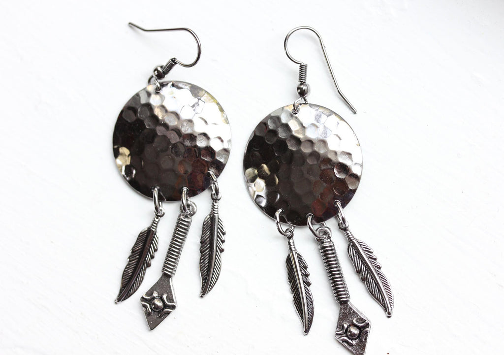 Silver dreamcatcher earrings from Diament Jewelry, a gift shop in Washington, DC.