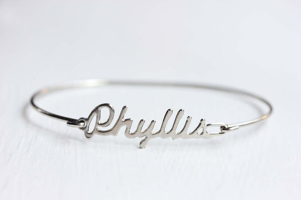 Vintage Phyllis silver name bracelet from Diament Jewelry, a gift shop in Washington, DC.