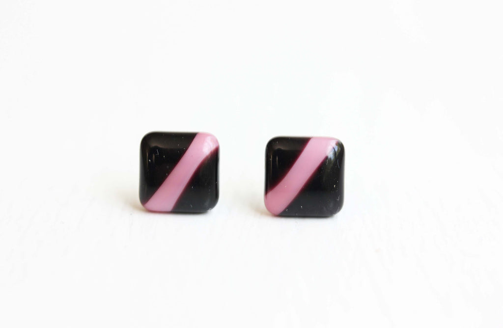 Pink stripe studs from Diament Jewelry, a gift shop in Washington, DC.