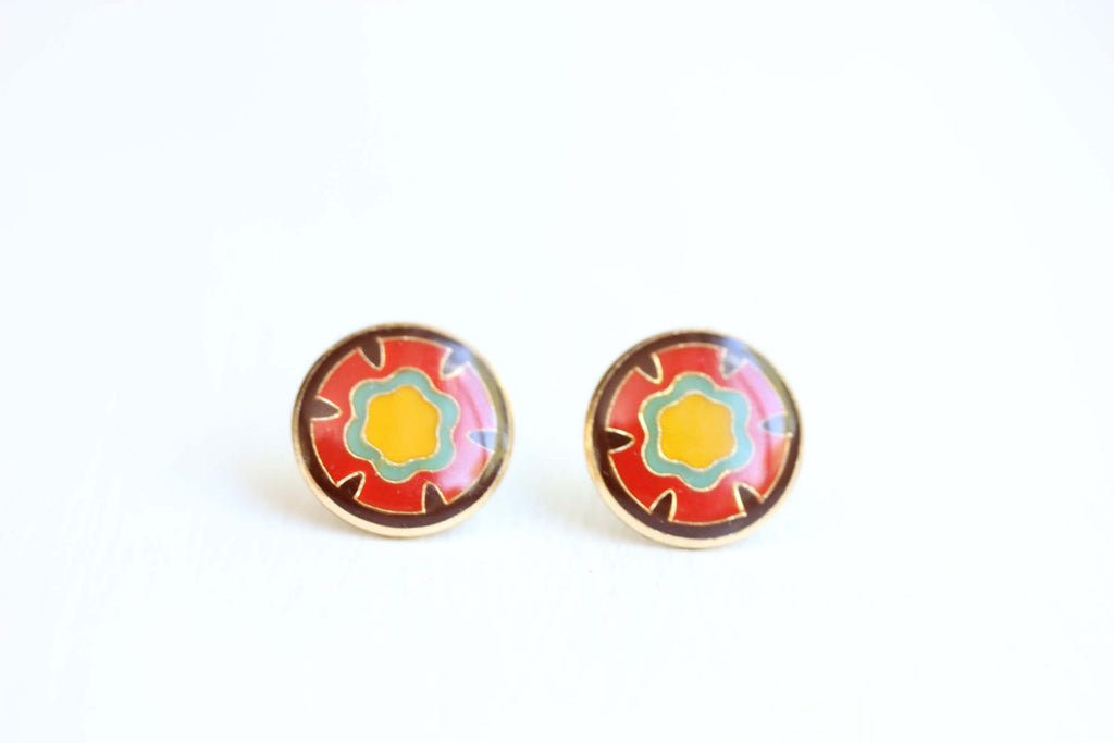 Resin flower studs from Diament Jewelry, a gift shop in Washington, DC.