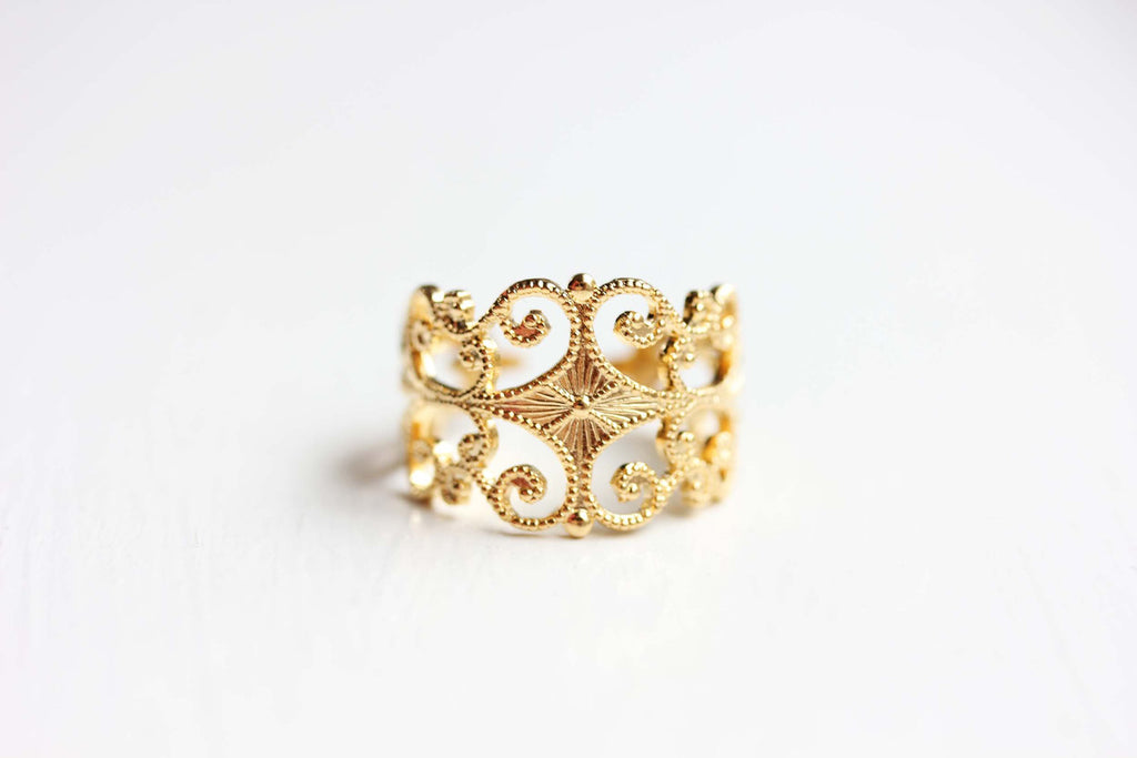 Gold filigree ring from Diament Jewelry, a gift shop in Washington, DC.