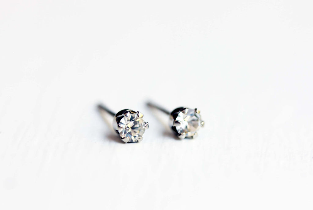 Tiny crystal dot silver studs from Diament Jewelry, a gift shop in Washington, DC.