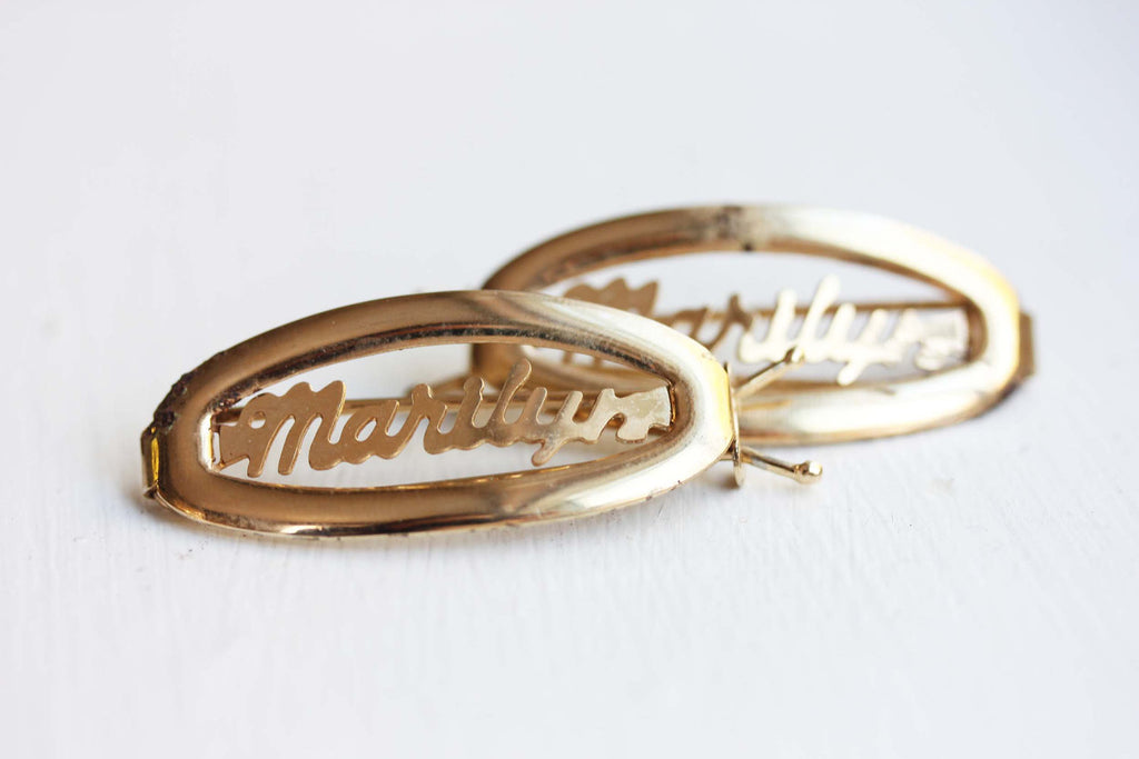 Vintage Marilyn gold hair clips from Diament Jewelry, a gift shop in Washington, DC.