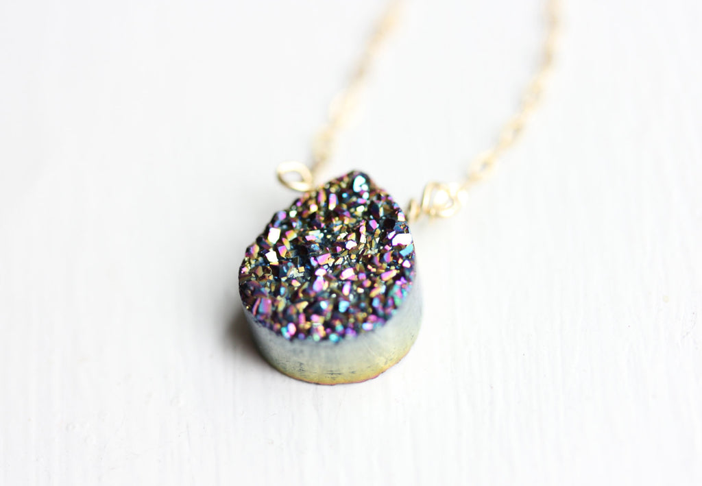 Rainbow Drusy Quartz Necklace from Diament Jewelry, a gift shop in Washington, DC.