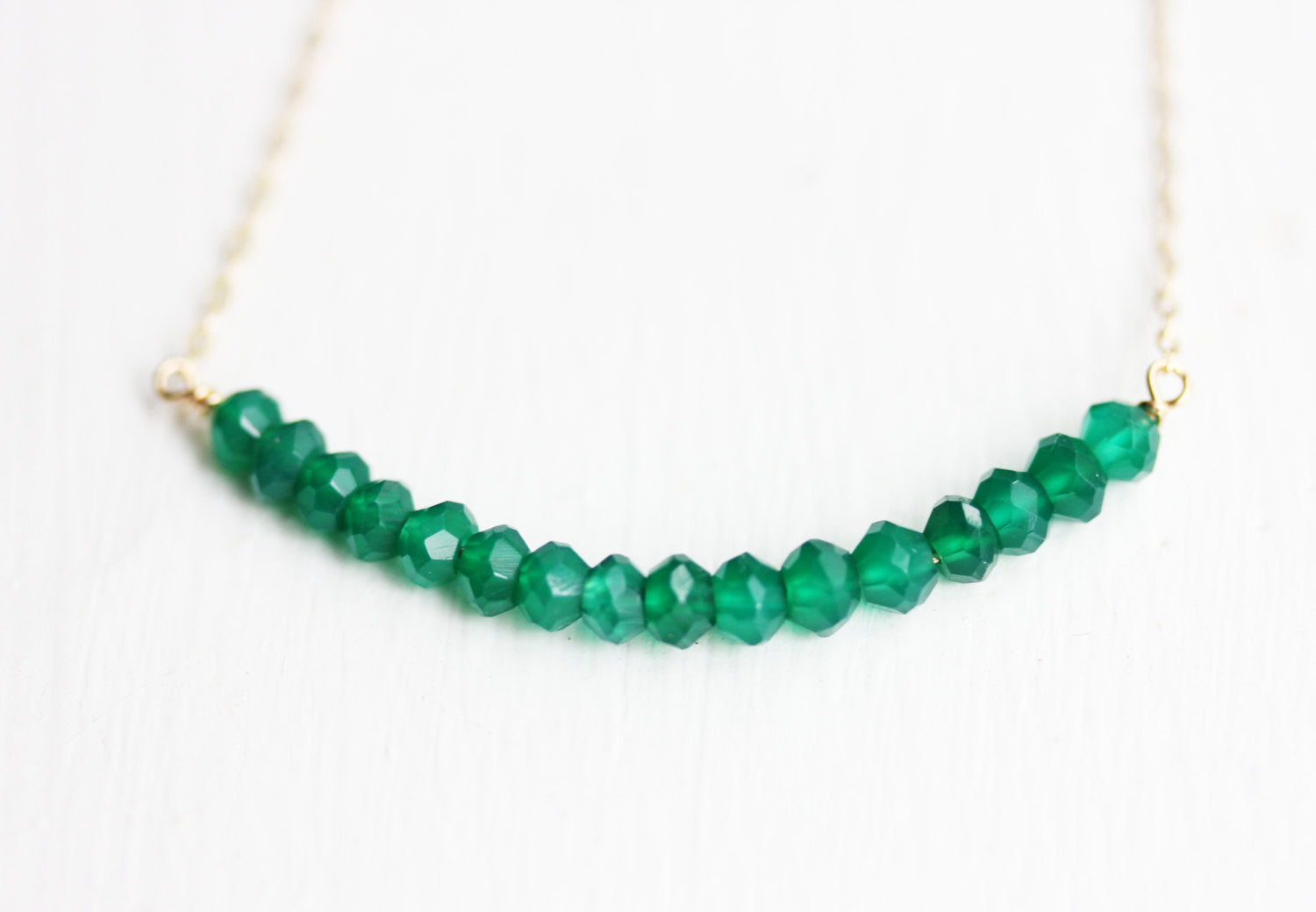 Green Agate Beaded Necklace Diament