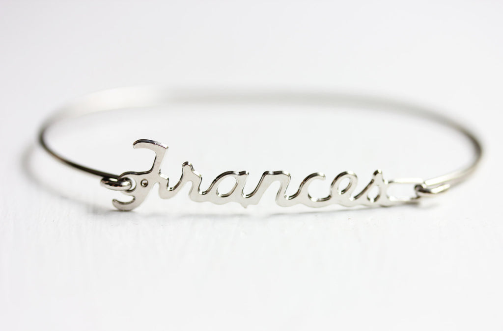 Vintage Frances silver name bracelet from Diament Jewelry, a gift shop in Washington, DC.