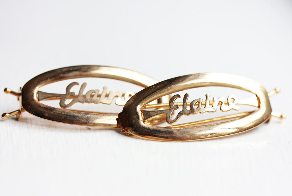 Vintage Elaine gold hair clips from Diament Jewelry, a gift shop in Washington, DC.