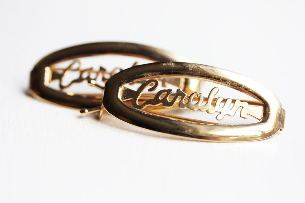 Vintage Carolyn gold hair clips from Diament Jewelry, a gift shop in Washington, DC.