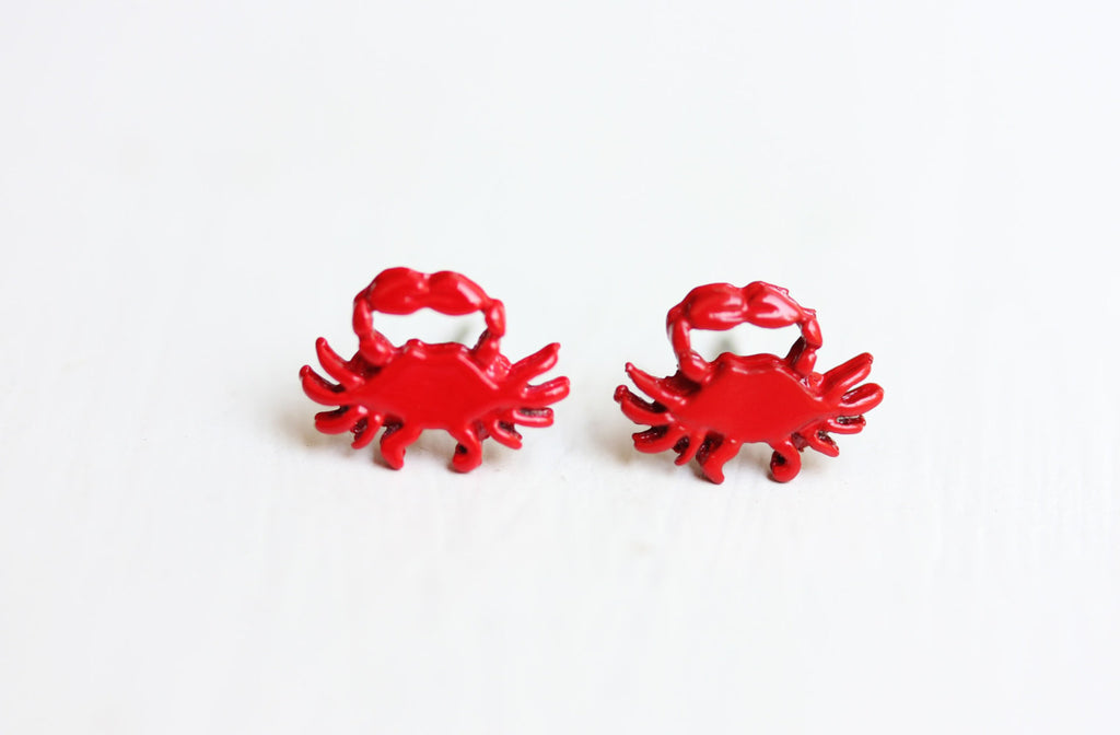 Red Crab Studs from Diament Jewelry, a gift shop in Washington, DC.