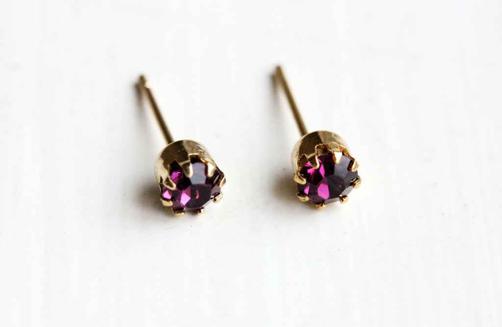 Small Purple Crystal Dot Studs from Diament Jewelry, a gift shop in Washington, DC.