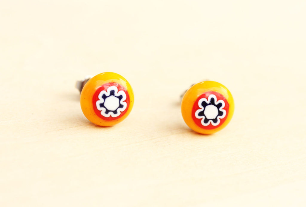 Vintage orange glass flower studs from Diament Jewelry, a gift shop in Washington, DC.